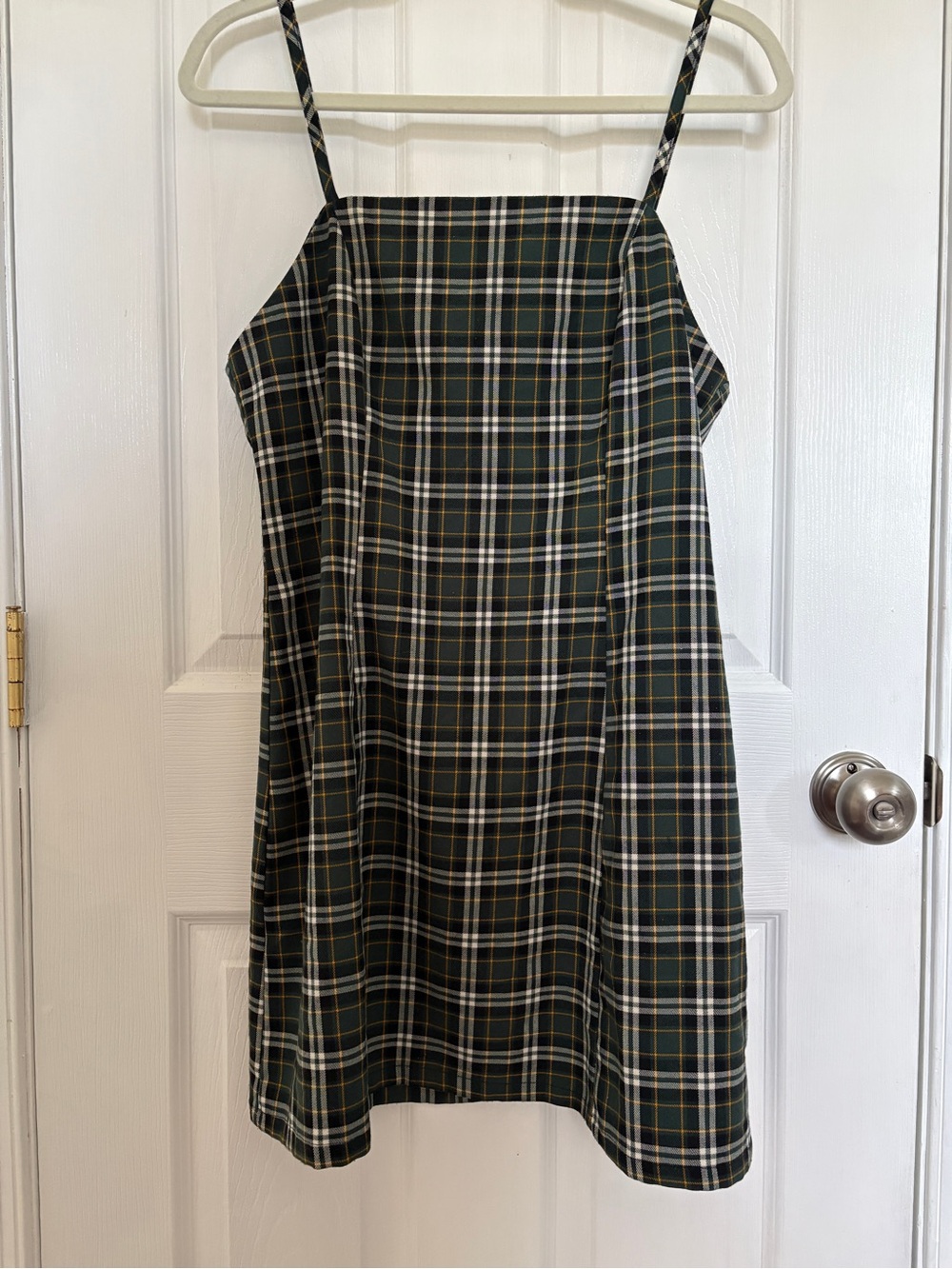 Empyre Green Plaid Mini Dress with Spaghetti Straps(ivory top not included)#387